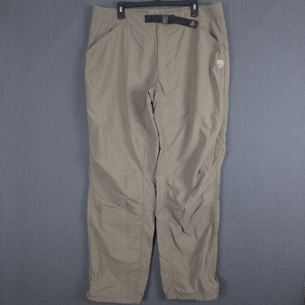 Mountain Hardwear Hiking Pants Mens XL Khaki Nylon Lightweight Belted Hiking
